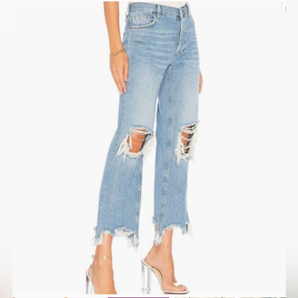 Free People Maggie Mid Rise NWT Light Blue Distressed Jeans